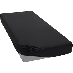 Spannbettlaken ELEGANTE "Mako-Jersey", schwarz, B:180-200cm L:200-220cm, Mako-Jersey, Obermaterial: 97% Baumwolle, 3% Elasthan, Laken, in hochwertiger Qualität mit Elasthan-Anteil