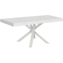 Ausziehbarer Tisch 90x90/194 cm Clerk Premium weiße Eschenplatte – weiße Beine
