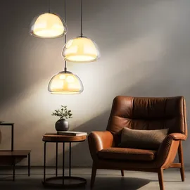 GLOBO Esszimmerlampe Pendelleuchte Deckenlampe Hängelampe Glas Rauchfarbe 3-Flammig