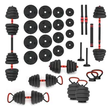 HMS 6-in-1 Gewichtsset Langhantel 30 kg schwarz / rot