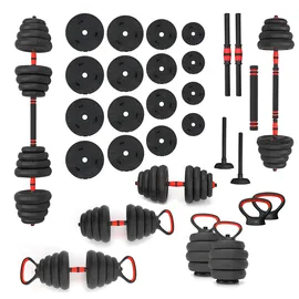 HMS 6-in-1 Gewichtsset Langhantel 30 kg schwarz / rot