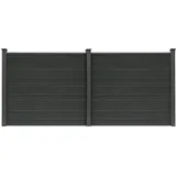 Home Deluxe WPC Sichtschutzzaun CALLADO - 2 x Element + 3 x Pfosten I Sichtschutz Holzoptik, Wpc Zaun Anthrazit, Wpc Stecksystem Zaun - Dunkelgrau