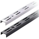 boomet Wandschienen 2-reihig Weiß 150cm 2 Stück · 2 Farben · Regalschienen für Regalträger · Regalbodenträger aus Stahl · Weiß