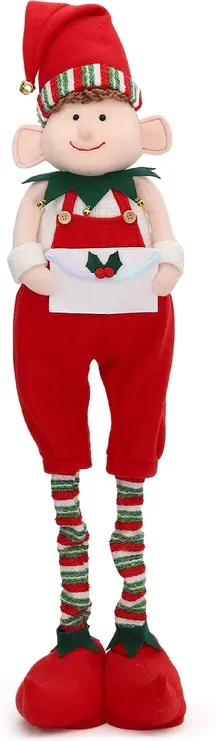 Weihnachtself Dekoration mit höhenverstellbaren Beinen, 48-70 cm