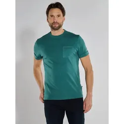 ENGBERS GERMANY Herren T-Shirt edel glänzend durch spezielles Garn türkis regular uni Rundhals - XL