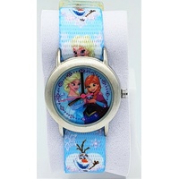 Kinder Armbanduhr Watch Analog Quarz Textilband Eiskönigin Frozen Anna und Elsa