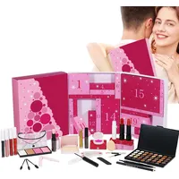 Beauty Makeup Adventskalender 2024, 24-Tage Make-up Set Adventskalender für Frauen, Kosmetik-Set-Adventskalender, Pink Beauty Makeup Adventskalender, Schönheits Christmas Vacation Countdown-Kalender