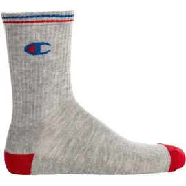 Champion Unisex Socken, 3 Paar - Crew Socken, Logo, Streifen Weiß/Grau/Schwarz EU 35-38