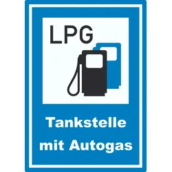 Tankstelle mit Autogas Aufkleber A0 (841x1189mm)