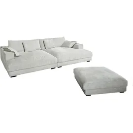 KAWOLA Big Sofa Cord 2-Sitzer Hellgrau