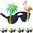 Relaxdays Partybrille 5er Set Flamingo/Palme Grün/Rosa/Schwarz