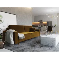 Fun Möbel Schlafsofa Sofa Designersofa BELLA 3-Sitzer mit Schlaffunktion, Rundumbezug, 60er Style gelb