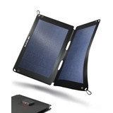 Solar Charger Outdoor, Solarmodul flexibel, Solaranlage Camping, Solar Charger wasserdicht mit leistungsstarker 12W Ladekapazität, 2 x USB Anschluss, Black