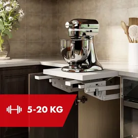 Maclean Brackets Lift ausziehbares Einbau-Küchenregal 5-20kg. 820x168x106mm MC-497 | Silber