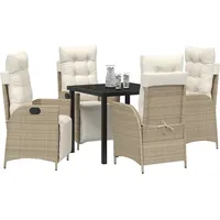 vidaXL 5-teiliges Garten-Ess-Set in Beige aus Poly Rattan