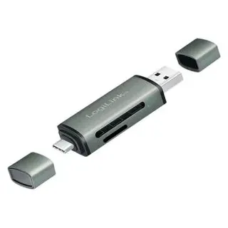 LogiLink Kartenlesegerät CR0043, USB-C 3.0, extern, SD- / Micro-SD-Karten, grau