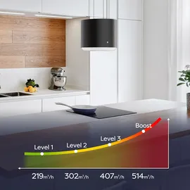 Ciarra VM4838B Inselhaube 45 cm Schwarz