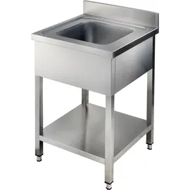 GastroHero Spültisch Basic 6x6 mit 1 Becken, Aufkantung und Grundboden