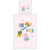 Herding Bettwäsche Peppa Pig, Kopfkissenbezug ca. 80 x 80 cm, Bettbezug ca. 135 x 200 cm, Mit Knopfleiste, 100% Baumwolle, Rosa
