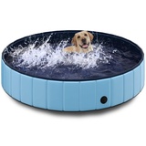 TOSANEO Hundepool Swimmingpool Pool Plantschbecken Badewanne Hundebadewanne Schwimmbecken für Hunde und Katzen platzsparend faltbar Blau Ø 120cm x H 30cm