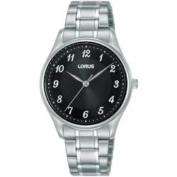 Quarzuhr LORUS, silber (silberfarben, schwarz), Armbanduhren, Damen, Armbanduhr, Damenuhr, Edelstahlarmband