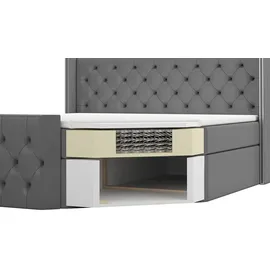 mebloland Boxspringbett GRO 200x200 mit 2 Bettkästen, Bonell-Matratze und Topper. Farbe: Schwarz - Schwarz