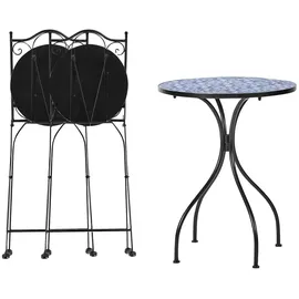 Beliani Balkon Set Metall Mosaik Muster 2 Stühle 1 Tisch Cigliano