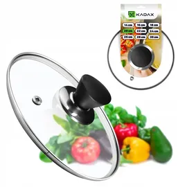 Kadax Topfdeckel, Universaldeckel aus Glas mit Schwarzmatt griff, 20 cm