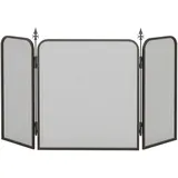 Homcom Kaminschutzgitter, Faltbares Kamingitter mit 3 Paneelen, Funkenschutzgitter für Wohnzimmer, Schlafzimmer, Metall, 96 x 56 cm, Schwarz