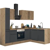kochstation Winkelküche Florida L-Form 250 x 165 cm schwarz