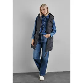 STREET ONE STREET ONE, Damen, Gr. 46, blau (gravity blau), Stoff, 100% Polyester, unifarben, casual, gerade Po-bedeckend, ohne Ausschnitt, Westen, wasserabweisend