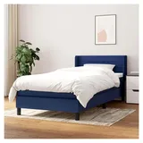 Lattenrost mit Matratze, blau, 90 x 190 cm, Stoff, Plattformbett, mit Lattenhalter, einfache Montage, für Schlafzimmer, Erwachsene