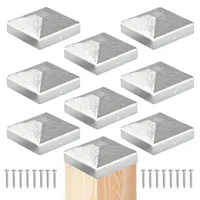 8 Stück Pfostenkappe 9x9cm Verzinkte Pfostenabdeckung aus Metall Pfostenkappen Zaunpfosten Kappen Abdeckkappen mit Schrauben Schutzkappe Pfostenkappe Quadratisch Zaunpfosten Kappen für Holzpfosten
