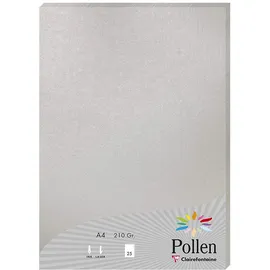 Clairefontaine 24389C Packung mit 25 Blatt Pollen, DIN A4, 210 x 297 mm, 210g, Perlmutt Silber