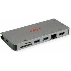 Roline USB Typ C Dockingstation (USB C), Dockingstation + USB Hub, Grau