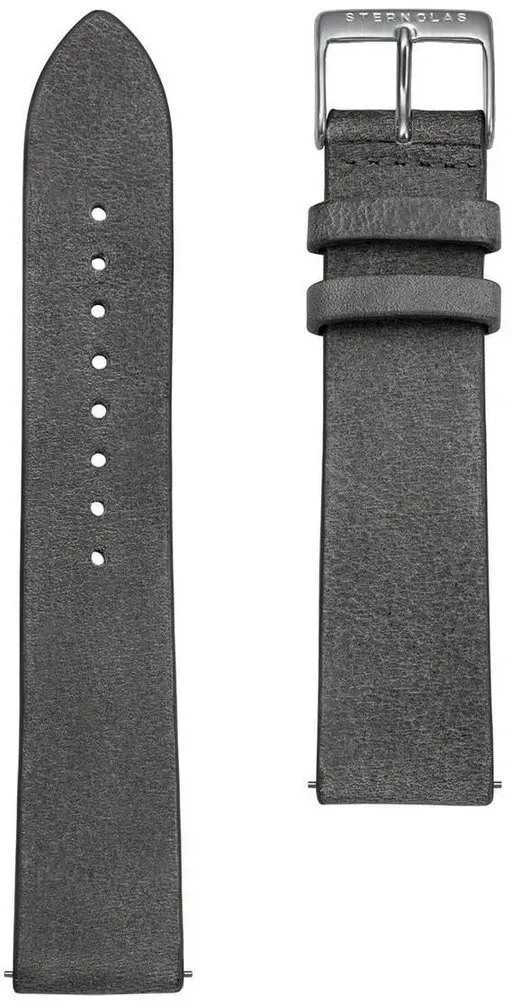 STERNGLAS - STRAP - Lederarmband - vintage beton - silber poliert / 20 MM
