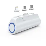 CHOETECH B660 Mini-Powerbank 3000 mAh USB C / Micro USB / iPhone-Anschluss Wei - Schwarz/Weiß