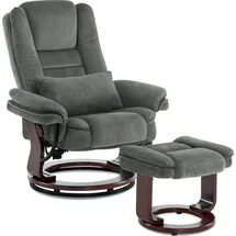 MCombo Drehbarer Fernsehsessel mit Hocker Stoff 83 x 106 x 173 cm Grau mit Liegefunktion