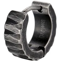 Single-Creole FIRETTI "Schmuck Geschenk Edelstahl Ohrschmuck Ohrring Crag Fels", schwarz (antikfarben, schwarz), Ohrringe, Damen, Edelstahl