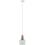 Paulmann Pendelleuchte Ylvie E27 max. 20W Holz, Klar dimmbar Holz Glas