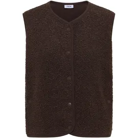 Cecil "Curly fake Wool", Damen, Gr. XXL (46), braun macchiato braun), Stoff, 100% Polyester, unifarben, normal, Rundhals, Westen, Rundhalsausschnitt