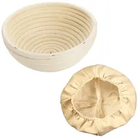 Westmark Gärköbchen-Set, 2tlg., Gärkörbchen rund + Bezug, Peddigrohr/Baumwolle, Hellbeige/Beige,
