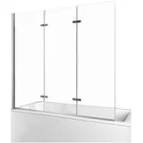 EMKE Emke, - Duschwand, 130x140cm Badewannenaufsatz 3-teilig Faltbar 6mm Sicherheitsglas
