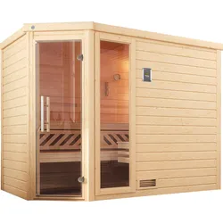 Sauna WEKA "Turku", beige (natur), Bio-Ofen, externe Steuerung, 7,5 kW, Saunen, 7,5 kW Bio-Ofen mit digitaler Steuerung