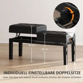 Homcom Klavierbank Klavierhocker mit Stauraum Pianobank bis 220 KG Kunstleder