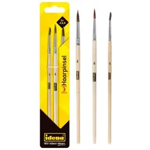 IDENA 60107 - Haarpinsel, 3er-Set, in den Größen 4, 6, 8, Malpinsel für Schulkinder und Hobbykünstler