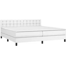 vidaXL Boxspringbett mit Matratze Weiß 200x200 cm Kunstleder