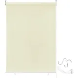 AUFUN Außenrollo Balkon Outdoor Rollo Wetterfest 180 x 240 cm Outdoorrollo Sonnenschutz Balkonrollo UV Schutz, Reflektierende Thermofunktion für Fenster & Türen, Beige