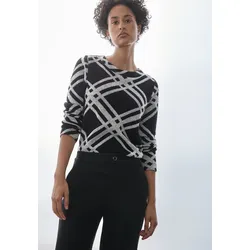 Strickpullover »mit Karomuster«, mit Karomuster, Gr. 44, Black, , 21696533-44