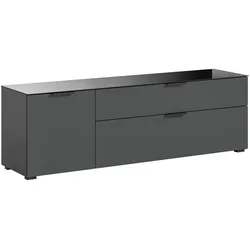 Inn.Furn TV-Lowboard grau 160 cm mit Glasauflage mit Soft-Close Riano